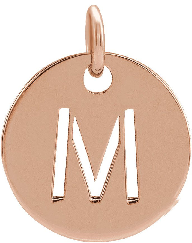 14K Gold Initial M Necklace or Pendant - Rose Gold