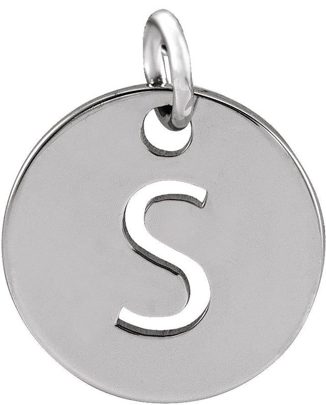 14K Gold Initial S Necklace or Pendant - White Gold