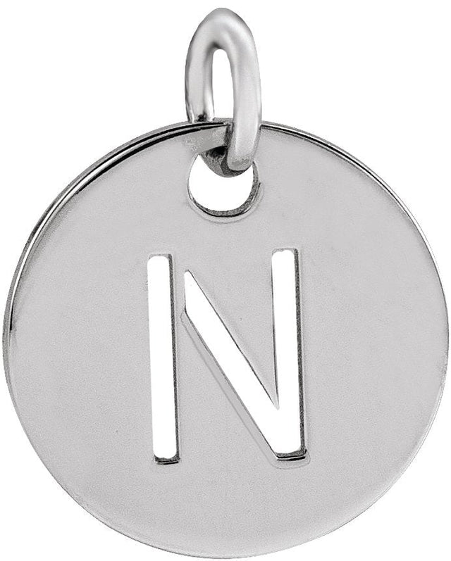 14K Gold Initial Necklace or Pendant - White Gold