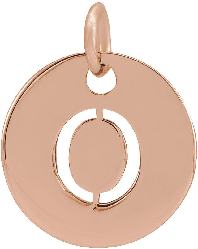 14K Gold Initial O Necklace or Pendant - Rose Gold
