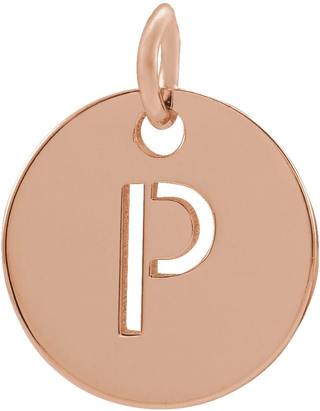 14K Gold Initial P Necklace or Pendant - Rose Gold