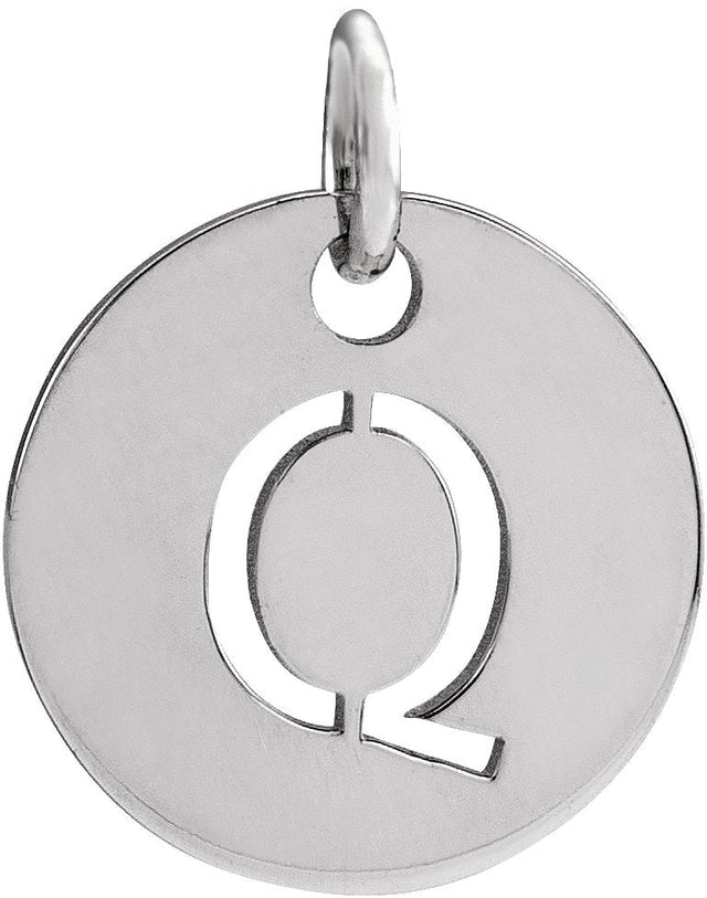 14K Gold Initial Q Necklace or Pendant - White Gold