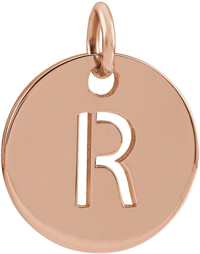 14K Gold Initial R Necklace or Pendant - Rose Gold