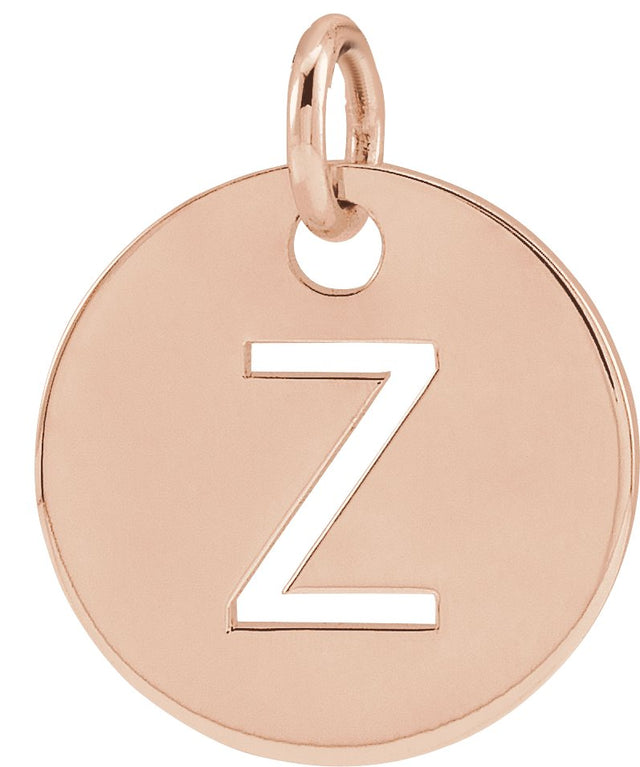 14K Gold Initial Z Necklace or Pendant - Rose Gold