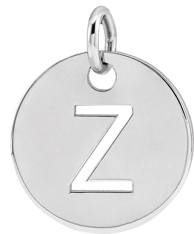 14K Gold Initial Z Necklace or Pendant - White Gold