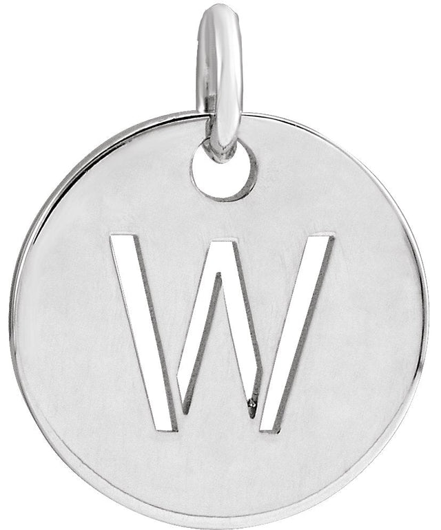 14K Gold Initial W Necklace or Pendant - White Gold