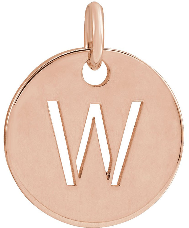 14K Gold Initial W Necklace or Pendant - Rose Gold