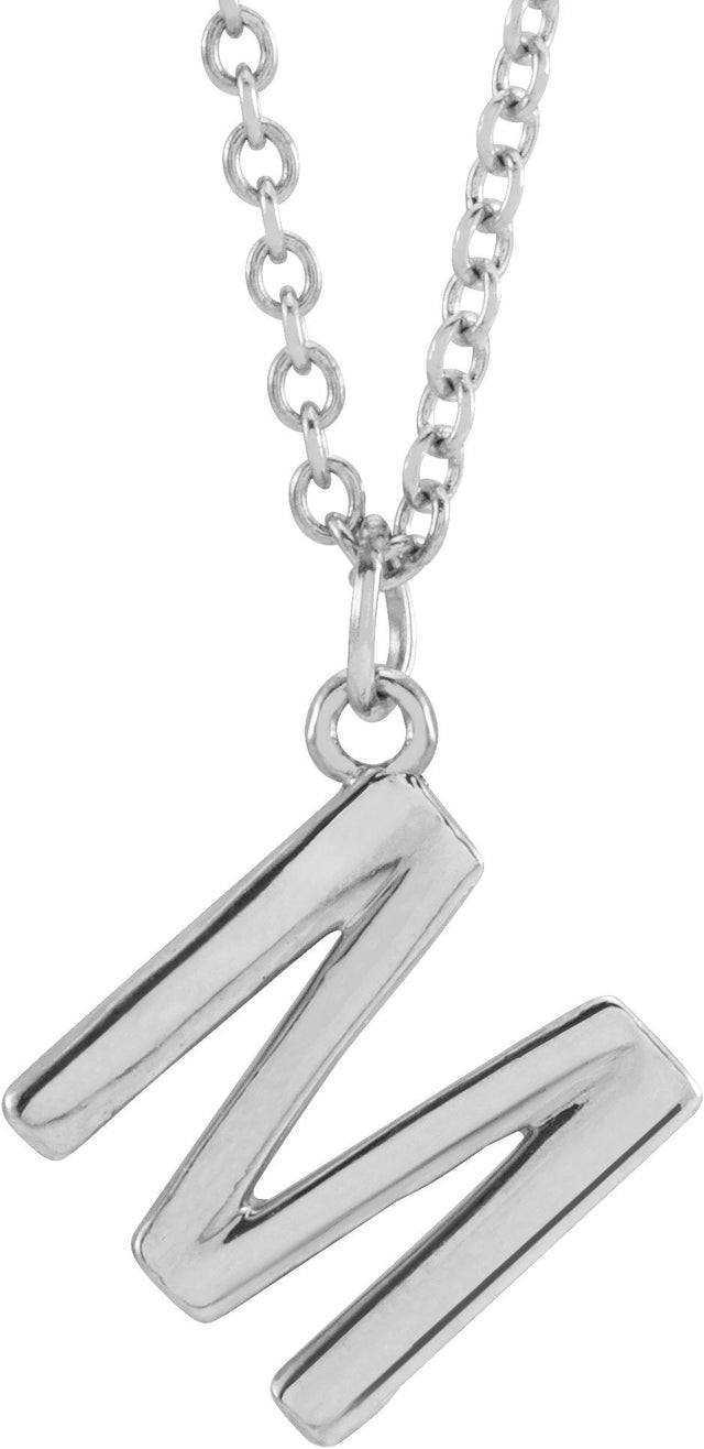 Platinum Initial M Necklace