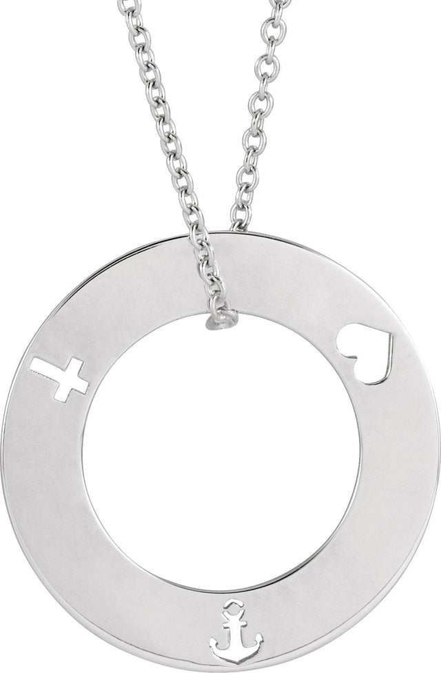 Platinum Engravable Faith, Love, & Hope Loop Necklace or Pendant