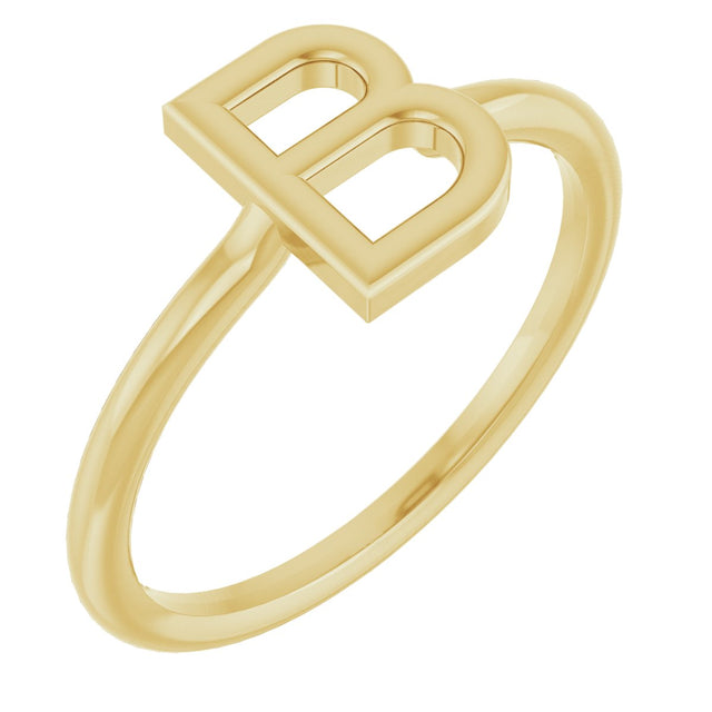 14K Gold Initial B Ring - Yellow Gold