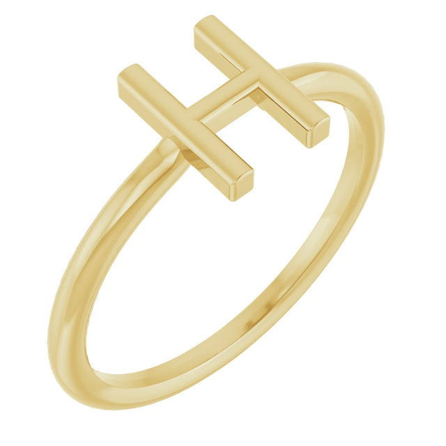 14K Gold Initial H Ring - Yellow Gold