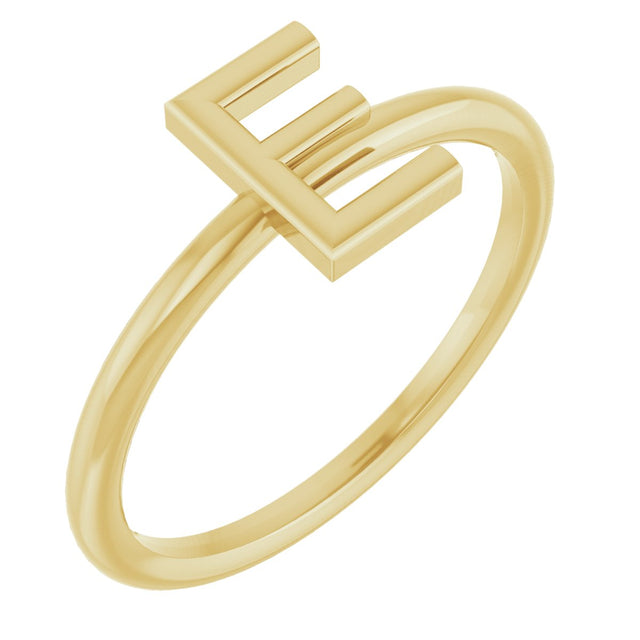 14K Gold Initial E Ring - Yellow Gold