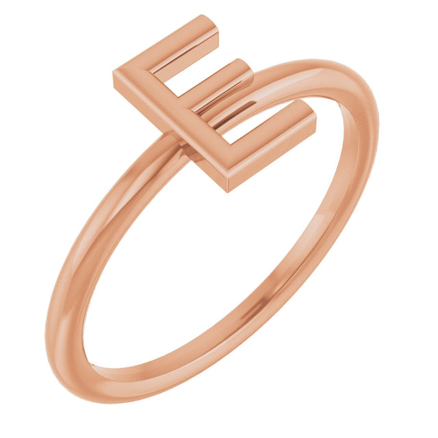 14K Gold Initial E Ring - Rose Gold