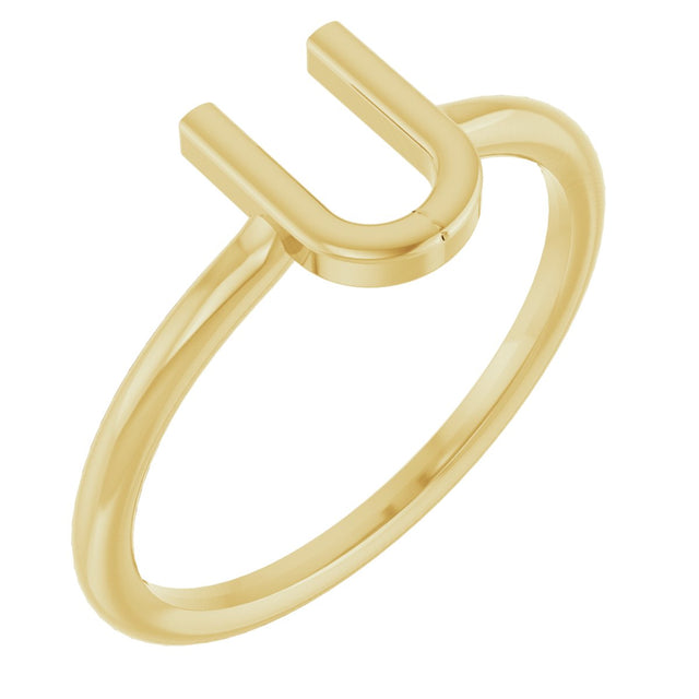 14K Gold Initial U Ring - Yellow Gold