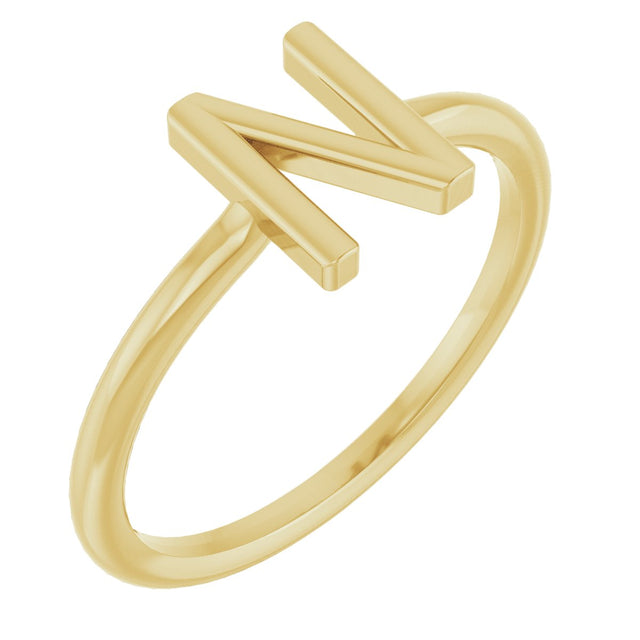 14K Gold Initial N Ring - Yellow Gold