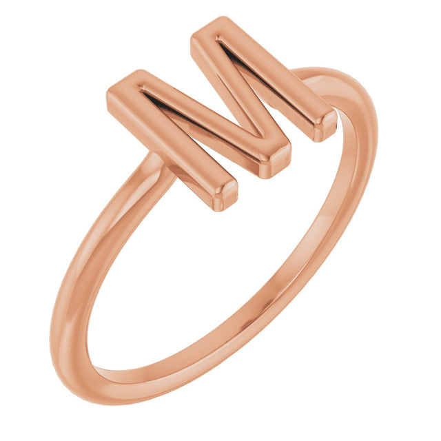 14K Gold Initial M Ring - Rose Gold