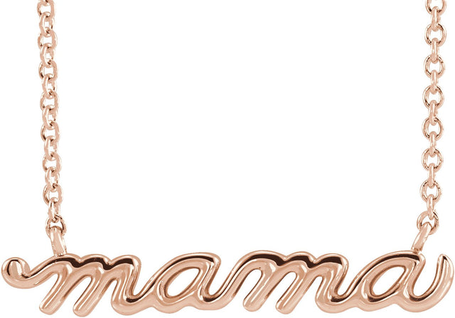 14K Gold Petite Mama Script Necklace - Rose Gold