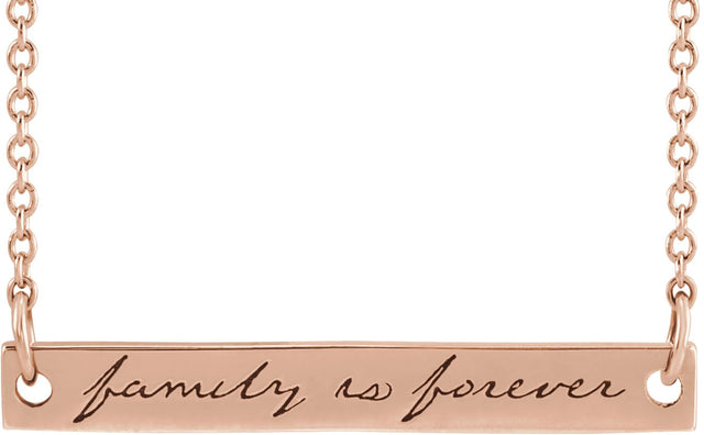 14K Gold Family is Forever Bar Necklace - Rose Gold