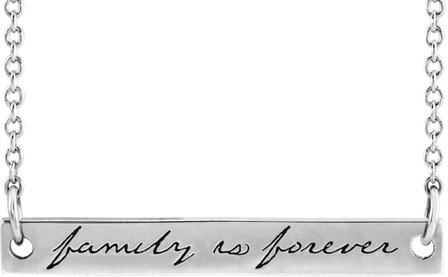 14K Gold Family is Forever Bar Necklace - White Gold