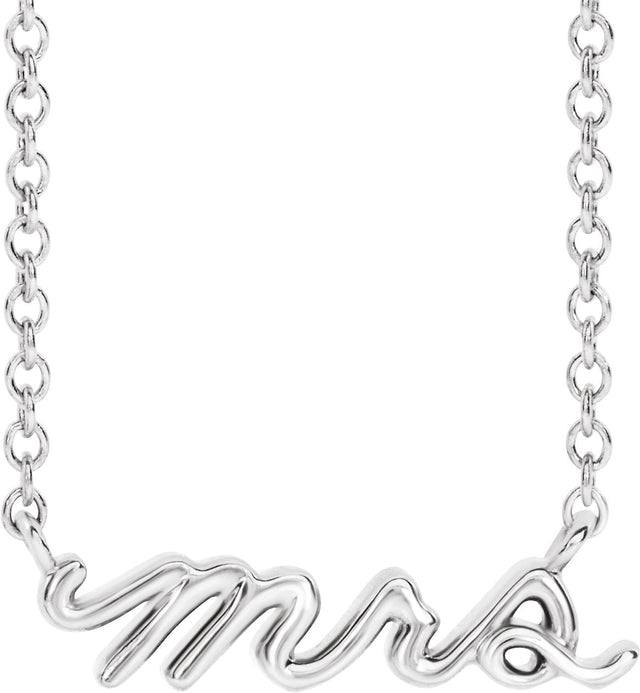 14K Gold Mrs Necklace - White Gold