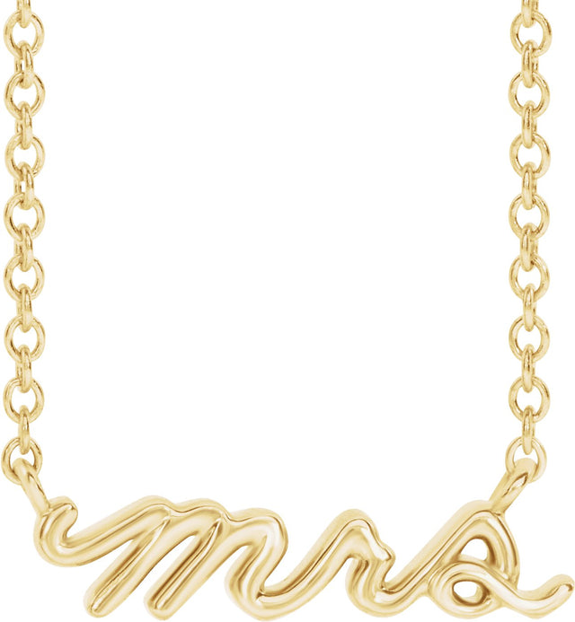 14K Gold Mrs Necklace - Yellow Gold