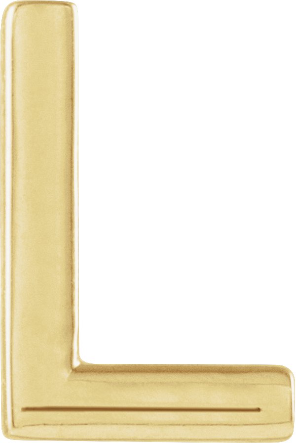 14K Gold Initial L Single Earring - Yellow Gold