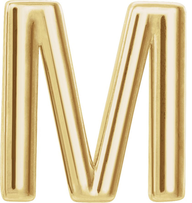 14K Gold Initial M Single Earring - Yellow Gold