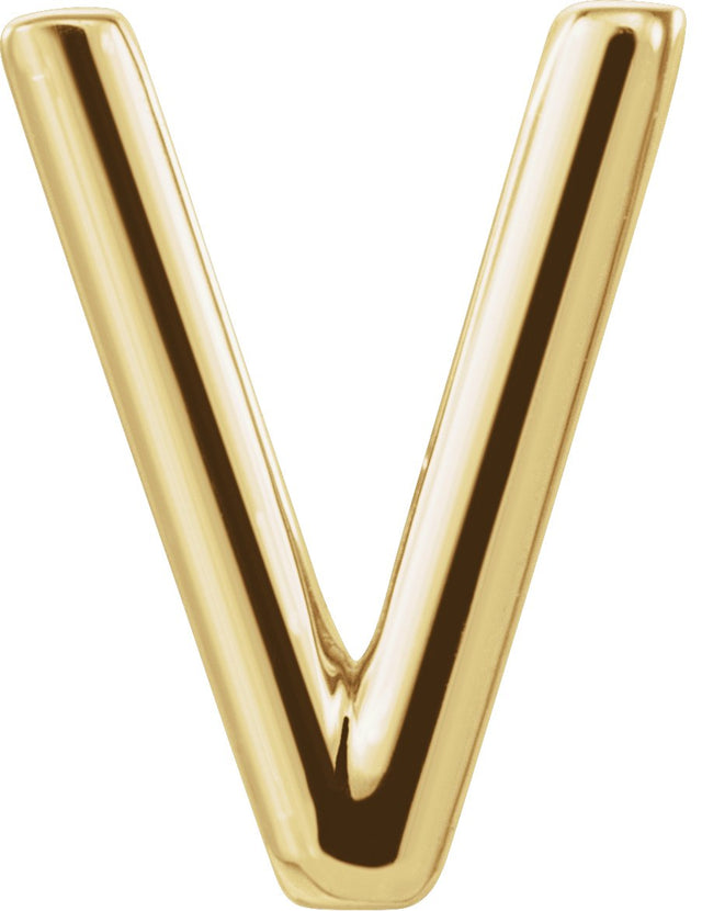 14K Gold Initial V Single Earring - Yellow Gold