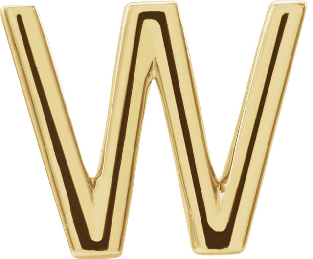 14K Gold Initial W Single Earring - Yellow Gold
