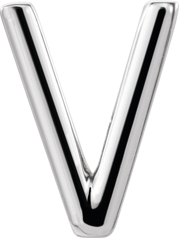 Platinum Initial V Single Earring