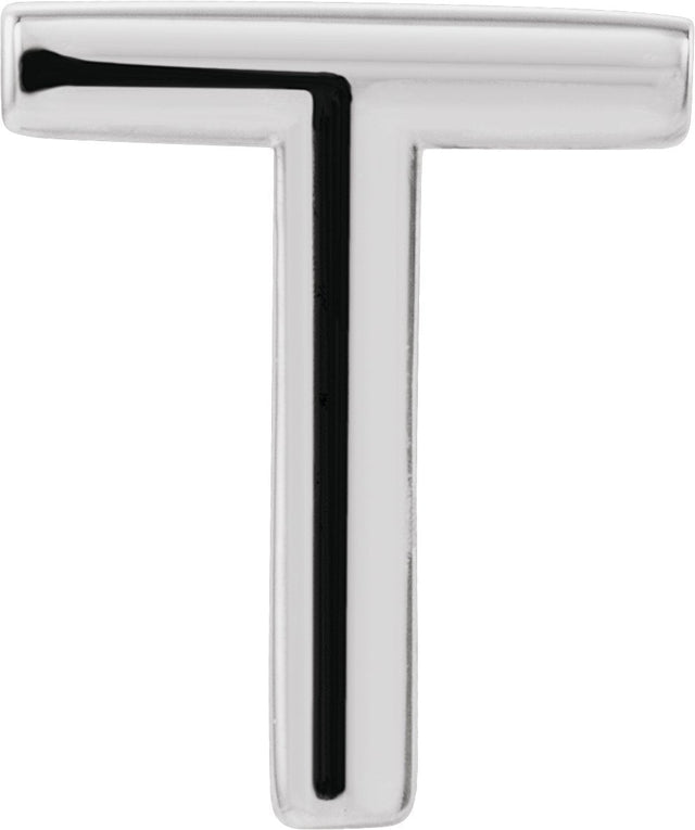 14K Gold Initial T Single Earring - White Gold