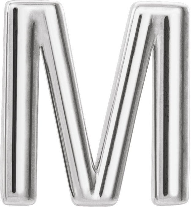 Platinum Initial M Single Earring
