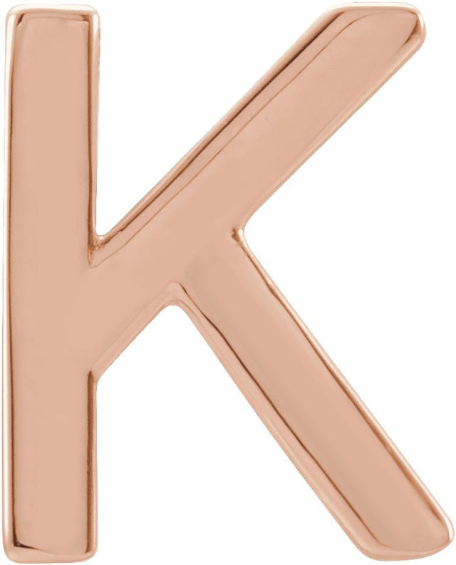 14K Gold Initial K Single Earring - Rose Gold