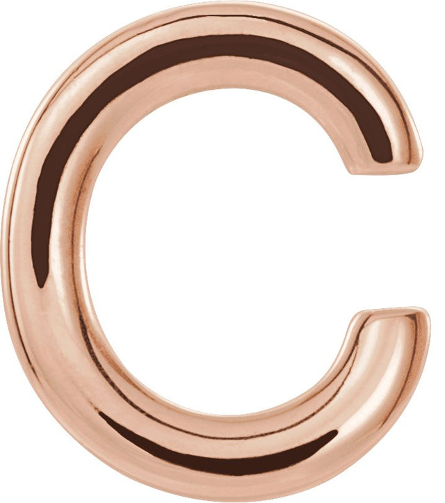 14K Gold Initial C Single Earring - Rose Gold