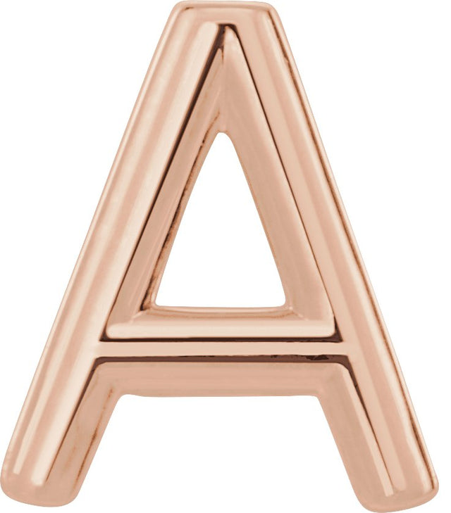 14K Gold Initial A Single Earring - Rose Gold