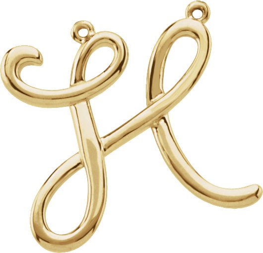 10K Gold Initial H Script Necklace - Yellow Gold