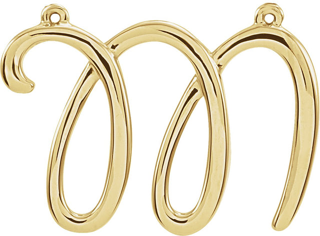 18K Gold Initial M Script Necklace - Yellow Gold