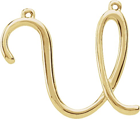 10K Gold Initial U Script Necklace - Yellow Gold