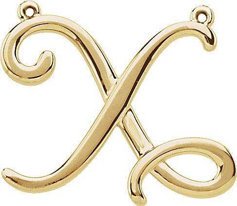 10K Gold Initial X Script Necklace - Yellow Gold