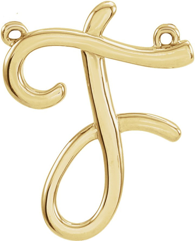 18K Gold Initial F Script Necklace - Yellow Gold