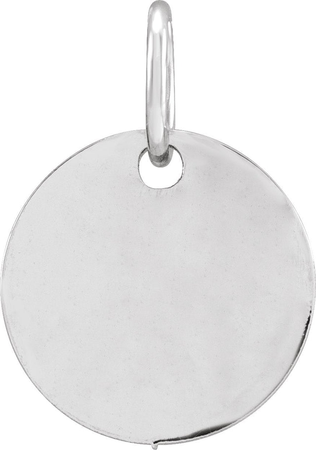 14K Gold Be Posh Engravable Disc Pendant - White Gold