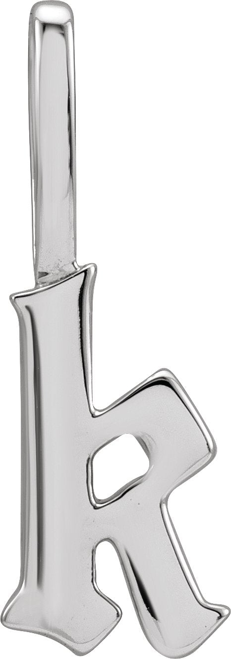 14K Gold Initial K Gothic Pendant - White Gold