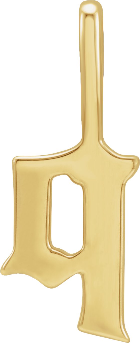 14K Gold Initial Q Gothic Pendant - Yellow Gold