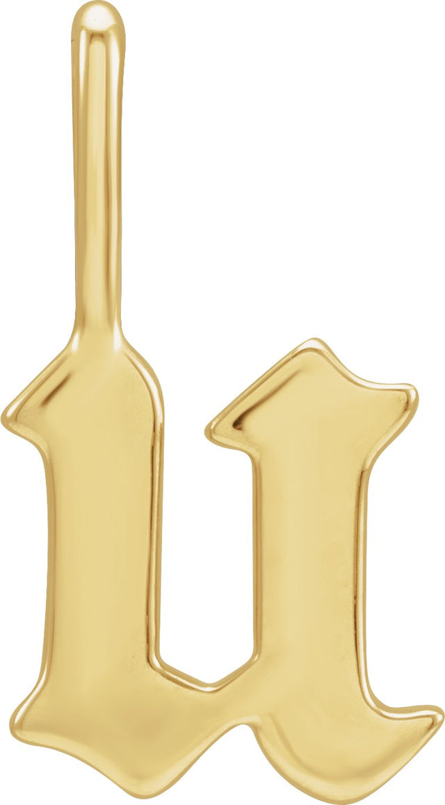 14K Gold Initial U Gothic Pendant - Yellow Gold