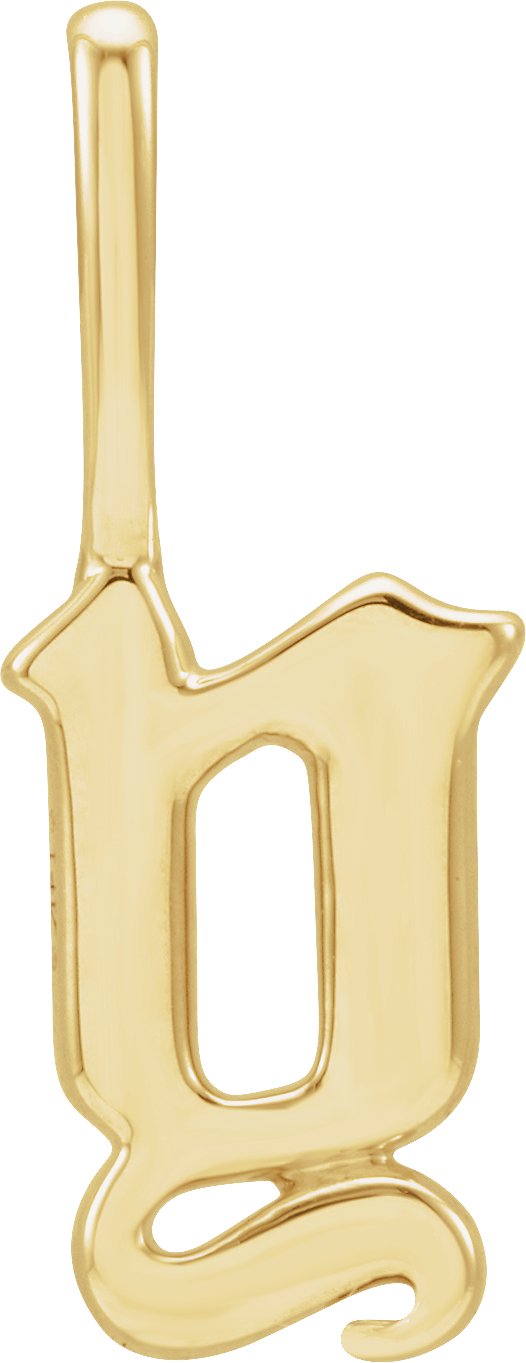14K Gold Initial Y Gothic Pendant - Yellow Gold