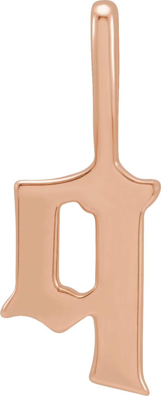 14K Gold Initial Q Gothic Pendant - Rose Gold