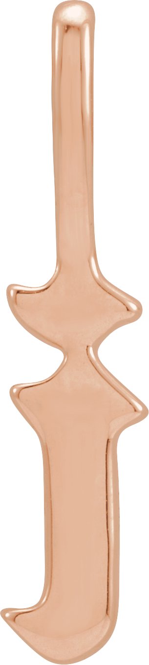 14K Gold Initial I Gothic Pendant - Rose Gold