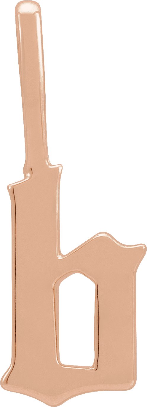 14K Gold Initial B Gothic Pendant - Rose Gold
