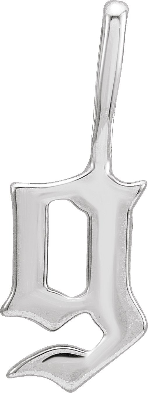14K Gold Initial G Gothic Pendant - White Gold