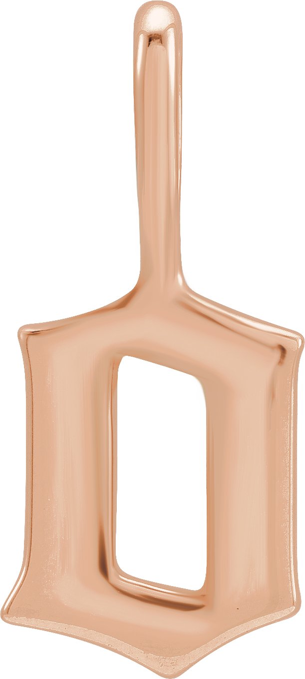 14K Gold Initial O Gothic Pendant - Rose Gold